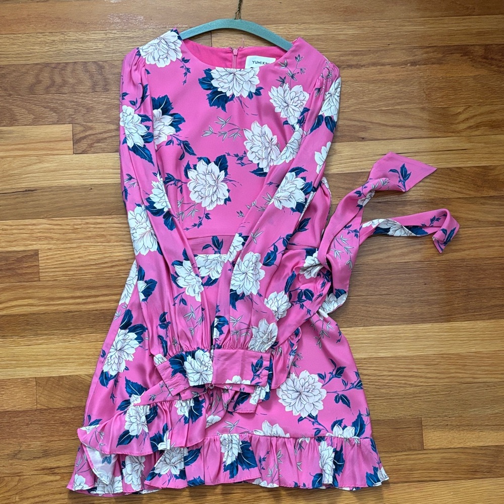 Yumi Kim Vibrant Pink Dress with Floral Design